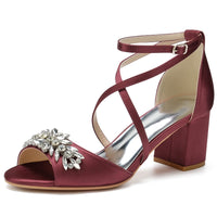 Funki Buys | Shoes | Women's Block Heel Wedding Sandal | Satin Shoes