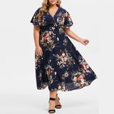 Funki Buys | Dresses | Women's Plus Size Floral Chiffon Flower Dress