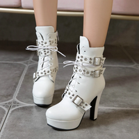 Funki Buys | Boots | Women's Platform Ankle Boots | Lace Up High Heels