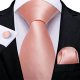 Funki Buys | Neckties | Men's 3 Pcs Silk Pink Wedding Tie Set