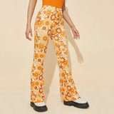 Funki Buys | Pants | Women's Boho Floral Hippie Flares | Streetwear