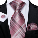 Funki Buys | Neckties | Men's 3 Pcs Silk Pink Wedding Tie Set