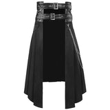 Black kilt with leather belt and chain on a white background