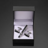 Funki Buys | Cufflinks | Men's Black Enamel Cufflinks Tie Clip Set