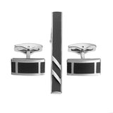 Funki Buys | Cufflinks | Men's Black Enamel Cufflinks Tie Clip Set