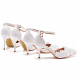 Funki Buys | Shoes | Women's White Lace Wedding Shoes | Pointed Toe