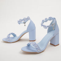 Funki Buys | Shoes | Women's Flower Wedding Sandals | Block Heels
