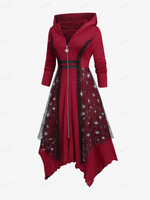 Funki Buys | Dress | Women's Hooded Lace Up Zipper Trench Coat Dress