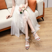 Funki Buys | Shoes | Women's Mid Heel Wedding Sandals | Silk | Beaded