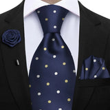 Funki Buys | Neckties | Mens 3Pcs Tie Set Tie Hanky Corsage