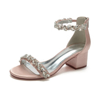 Funki Buys | Shoes | Women's Low Block Heel Wedding Sandal | Satin