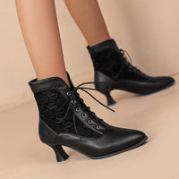 Funki Buys | Boots | Women's Kitten Heel Victorian Granny Boot