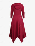 Funki Buys | Dress | Women's Hooded Lace Up Zipper Trench Coat Dress