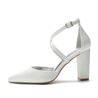 Funki Buys | Shoes | Women's Cross Strap High Block Heel Wedding Shoes