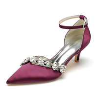 Funki Buys | Shoes | Women's Satin Rhinestone Wedding Shoes | Small Heel