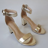 Funki Buys | Shoes | Women's Gold Block Heel Bridal Sandals | Wedding