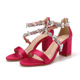 Funki Buys | Shoes | Women's Mid Heel Wedding Sandals | Silk | Beaded