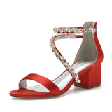 Funki Buys | Shoes | Women's Satin Crystal Trimmed Wedding Low Sandals