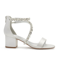 Funki Buys | Shoes | Women's Satin Crystal Trimmed Wedding Low Sandals