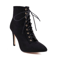 Funki Buys | Boots | Women's Suede Lace Up Stiletto Short Boot