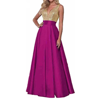Funki Buys | Dresses | Women's Satin Sequin Evening Dress