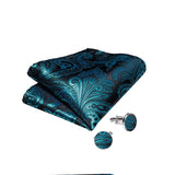 Funki Buys | Vests | Men's 4 Pcs Teal Silk Paisley Tie Vest Set