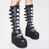 Funki Buys | Boots | Women's Punk Buckle Platform Boots | Chunky Boots