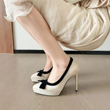 Funki Buys | Shoes | Women's Suede Bow Tie Platorm Heels