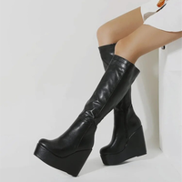 Funki Buys | Boots | Women's Gothic Punk Platform Wedges | Knee High