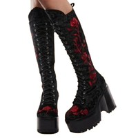 Funki Buys | Boots | Women's Red Buckle Strap Platform Boots