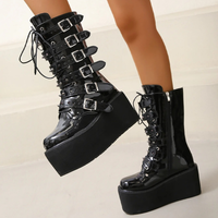 Funki Buys | Boots | Women's Gothic Punk Buckle Strap Biker Boots