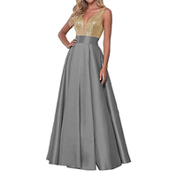 Funki Buys | Dresses | Women's Satin Sequin Evening Dress