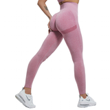 Women's High Waist Soft Smile Yoga Pants - Pink - Fitness Leggings - XXL - Polyester Spandex - image 5