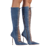 Funki Buys | Boots | Women's Stylish Lace Up Stiletto Boots
