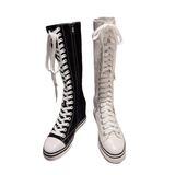 Funki Buys | Boots | Women's Mid-Calf Canvas Boots | Lace Up Zip Up