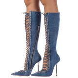 Funki Buys | Boots | Women's Stylish Lace Up Stiletto Boots