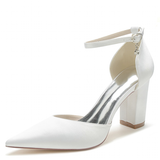 Funki Buys | Shoes | Women's Satin Block Heel Wedding Shoes | Prom