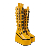 Funki Buys | Boots | Women's Yellow Buckle Strap Platform Boots