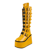 Funki Buys | Boots | Women's Yellow Buckle Strap Platform Boots