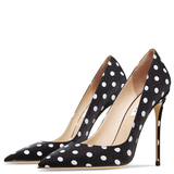 Funki Buys | Shoes | Women's Silk Polka Dot Pointed Toe Heels