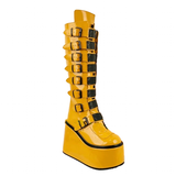 Funki Buys | Boots | Women's Yellow Buckle Strap Platform Boots