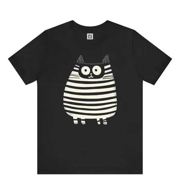 Funki Buys | Shirts | Unisex Cute Striped Cat Printed T-Shirt