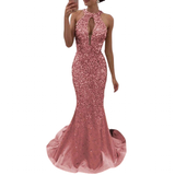 Funki Buys | Dresses | Women's Champagne Evening Gown | Sequin Mermaid