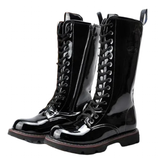 Funki Buys | Boots | Men's Patent Leather Lace Up Knee High Boots