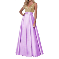 Funki Buys | Dresses | Women's Satin Sequin Evening Dress