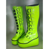 Funki Buys | Boots | Women's Green Buckle Strap Platform Boots