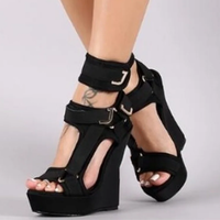 Funki Buys | Shoes | Women's High Buckle Strap Wedge Sandal