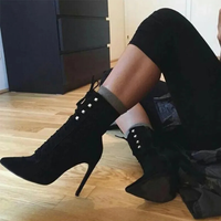 Funki Buys | Boots | Women's Suede High Stiletto Ankle Boots