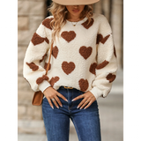 Funki Buys | Sweaters | Women's Warm Plush Pullover | Fuzzy Heart