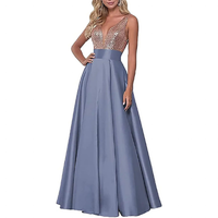 Funki Buys | Dresses | Women's Satin Sequin Evening Dress